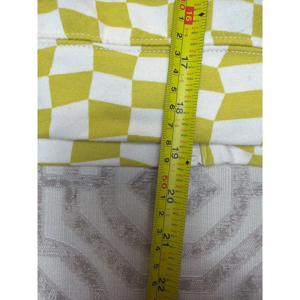 Old Navy Boys Size 8 Zip Up Hoodie Sweatshirt Wavy Checkerboard Yellow/green